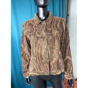 Charter‎ Club Petite Paisley Print Denim Jacket Women's Size P/L